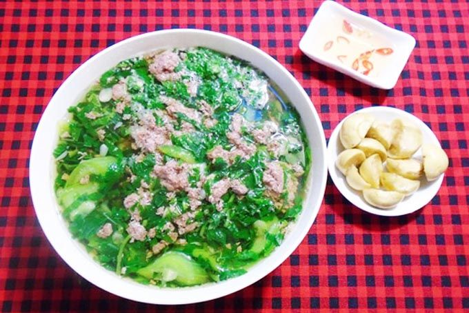 Canh cua rau đay mướp hương